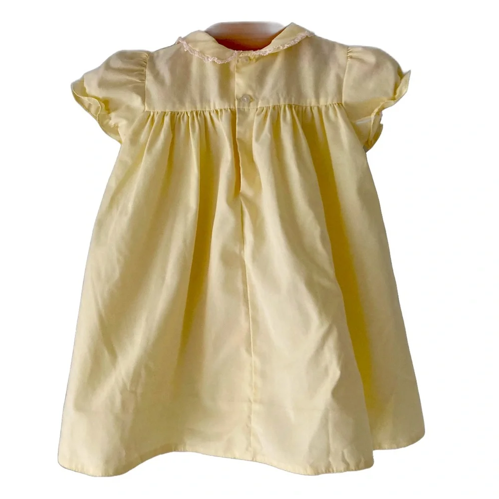 Vintage Cherubs Smocked Yellow Dress - Picture 2 of 10